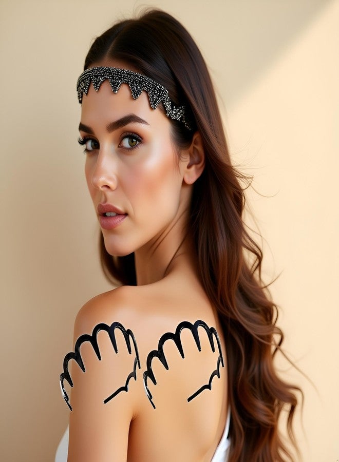 Mozff 2 Pcs Zig Zag Headbands for Women Men Girls, Plastic Hairbands with Teeth Fashion Non Slip Hair Comb Headbands (Black) - Image 5